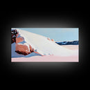 Sand Dunes, Ocean Breeze, Coastal Serenity, Pastel Beach, Framed Canvas Print, Minimalist Art, Modern Home Decor, Living Room Wall Art