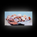 Seashell Bowl, Coastal Still Life, Beach House Decor, Ocean Aesthetic, Nautical Kitchen Wall Art, Minimalist Art, Canvas Print, Summer Vibes