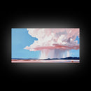 Rainstorm Horizon, Sky Art, Framed Canvas Print, Nature Wall Decor, Dreamy Landscape, Pastel Cloud Painting, Modern Home Vibes