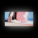 Beach Cliffside, Ocean Waves Art, Coastal Home Decor, Beach Vacation Aesthetic, Minimalist Seascape, Canvas Print, Bedroom Wall Art