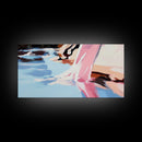 Flowing Water, Abstract Landscape, River Reflection, Soft Blues and Pinks, Peaceful Nature, Contemporary Minimalism, Canvas Print