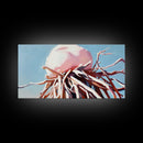 Jellyfish Art, Underwater Fantasy, Oceanic Decor, Ethereal Sea Life, Modern Coastal Home, Blue and Pink Palette, Canvas Print
