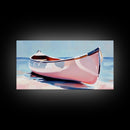 Canoe, Calm Waters, Minimalist Wall Art, Boho Adventure Decor, Nature Inspired Artwork, Lake House Aesthetic, Framed Canvas Print