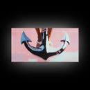 Nautical Anchor, Surreal Maritime, Ocean Aesthetic, Coastal Home Decor, Pink Nautical Art, Living Room Wall Art, Canvas Print