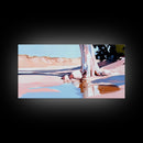 Desert Oasis, Lone Tree, Tranquil Reflection, Canvas Print, Southwestern Art, Earthy Color Palette, Minimalist Nature, Living Room Wall Art