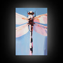 Dragonfly Art, Nature Illustration, Blue Sky Painting, Delicate Wings, Modern Wildlife, Canvas Print, Bedroom Wall Art, Minimalist Nature