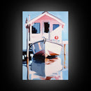 Boat Dock, Harbor Scene, Nautical Home Art, Coastal Wall Decor, Framed Canvas Print, Minimalist Beach Art, Modern Painting, Boho Art
