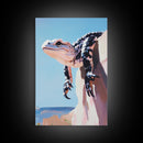 Lizard on Rock, Desert Wildlife, Framed Canvas Print, Nature Wall Art, Bold Animal Painting, Southwest Decor, Reptile Lover Gift, Statement Piece