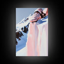 Snowy Mountains, Winter Landscape, Framed Canvas Print, Cozy Cabin Wall Art, Scenic Nature Painting, Alpine Decor, Christmas Home Aesthetic