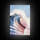 Surf Wave Print, Dynamic Ocean Art, Abstract Beach Painting, Framed Canvas Print, Coastal Home Decor, Nautical Aesthetic, Living Room Art