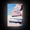 Stairway To Sky, Abstract Architecture, Minimalist Art, Modern Wall Decor, Soft Pastel Tones, Framed Canvas Print, Bedroom