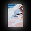Ocean Waves, Abstract Beach Art, Coastal Home Decor, Framed Canvas Print, Nautical Painting, Seaside Artwork, Living Room Wall Art
