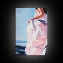 Elegant Woman, Fashion Art, Feminine Aesthetic, Minimalist Painting, Chic Wall Art, Soft Pastel Decor, Canvas Print, Bedroom Wall Art