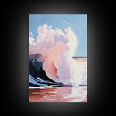 Ocean Wave, Coastal Wall Art, Nautical Print, Surfer Aesthetic, Beach House Decor, Canvas Print, Living Room Art, Pastel Seascape
