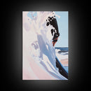 Surf, Ocean Wave, Coastal Art, Framed Canvas Print, Abstract Beach Painting, Blue and White Art, Minimalist Seascape, Bedroom Wall Art