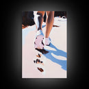 Walking on Sand, Beach Footsteps Art, Ocean Shoreline Print, Minimalist Home Decor, Framed Canvas Print, Modern Coastal Wall Art
