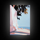 Seaside Shade, Coastal Rock Art, Oceanfront Painting, Framed Canvas Print, Minimalist Beach Decor, Tranquil Landscape Wall Art
