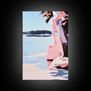 Sunset Glow, Nature Wall Art, Beach Scene, Serene Painting, Warm Pastel Colors, Framed Canvas Print, Bedroom Wall Decor, Gift
