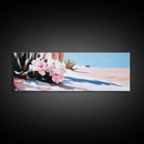 Pink Flowers, Framed Canvas Print, Floral Wall Art, Desert Artwork, Boho Aesthetic, Modern Home Decor, Bedroom Art, Nature Painting