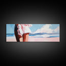 Ocean Breeze, White Dress, Canvas Print, Beach Wall Art, Minimalist Art, Relaxing Home Decor, Blue Sky Painting, Modern Wall Art
