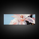 Blooming Lily, Floral, Nature, Framed Canvas Print, Botanical Wall Art, Pastel Home Decor, Feminine Aesthetic, Living Room Wall Art