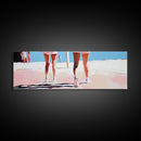 Walking On Sand, Beach Art, Summer Aesthetic, Coastal Canvas Print, Living Room Wall Art, Minimalist Art, Pastel Home Decor