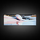 Pink Water Landscape, Tranquil Beach Art, Ocean Reflection, Modern Boho Decor, Bedroom Wall Art, Coastal Print, Framed Canvas Print