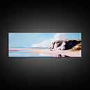 Coastal Landscape, Beach Wall Art, Ocean Painting, Pastel Seascape, Living Room Decor, Minimalist Art, Framed Canvas Print