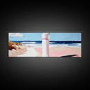 Beach Fence Painting, Coastal Scene Print, Ocean Art, Minimalist Seascape, Large Canvas Print, Living Room Wall Decor, Nautical Art