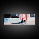 Seaside Elegance, Soft Beach Vibes, Ocean Walk Art, Framed Canvas Print, Feminine Coastal Decor, Seascape Painting, Summer Aesthetic