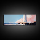 Lighthouse, Coastal Wall Art, Nautical Decor, Ocean View, Framed Canvas Print, Beach House Art, Minimalist Art, Bedroom Wall Art