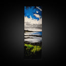 Tranquil Shore, Vibrant Blue Water, Serene Ocean View, Modern Coastal Decor, Beach House Aesthetic, Framed Canvas Print