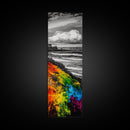 Vibrant Hillside, Ocean Coastline, Bold Color Landscape, Modern Impressionism, Unique Home Decor, Framed Canvas Print