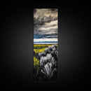 Stormy Landscape, Dramatic Sky Art, Moody Coastal Painting, Canvas Print, Nature Inspired Art, Dark Blue Wall Decor, Living Room Art