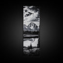 Teton Mountains, Framed Canvas Print, National Park Art, Rustic Cabin Decor, Wilderness Landscape, Black and White Art, Office Decor