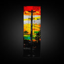 Sunset Utility Pole, Electric Lines, Urban Contrast, Canvas Print, Industrial Wall Art, Bold Colorful Decor, Modern Living Room Art