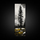 Lone Pine, Mountain View, Black and White, Canvas Print, Nature Wall Art, Rustic Home Decor, Cabin or Lodge Artwork