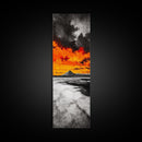 Volcanic Sunset, Fiery Sky, Abstract Mountain, Dramatic Art, Framed Canvas Print, Statement Wall Art, Bold Living Room Decor