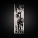 Running Horse, Black and White Art, Western Wall Art, Rustic Home Decor, Equestrian Canvas Print, Large Wall Art, Office Decor