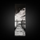 Wooden Dock, Black and White Lake Art, Rustic Cabin Wall Decor, Peaceful Waterfront Scene, Minimalist Landscape, Canvas Print