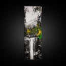 Waterfall Scene, Mountain Landscape, Abstract Nature Art, Canvas Print, Wilderness Wall Art, Green Yellow Decor, Adventure Home Decor
