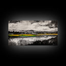 Countryside, Yellow, Landscape, Reflection, Canvas Print, Farmhouse Decor, Rustic Wall Art, Nature Art, Living Room Art, Neutral Home Decor