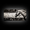 Monochrome Horse, Equestrian Wall Art, Canvas Print, Rustic Black and White Painting, Farmhouse Wall Decor, Western Wall Art