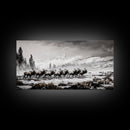 Elk, Wildlife, Mountain, Framed Canvas Print, Rustic Lodge Art, Winter Nature Scene, Cabin Wall Decor, Hunting Artwork, Western Aesthetic