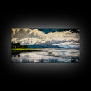 River Reflection, Scenic Water View, Serene Landscape, Framed Canvas Print, Large Nature Art, Modern Home Decor, Bedroom Wall Art