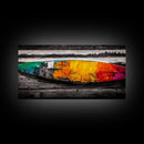 Abstract Canoe, Vibrant Boat Painting, Coastal Art, Modern Boho Decor, Colorful Wall Art, Framed Canvas Print, Dining Room Accent