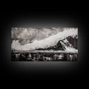 Monochrome Mountain, Dramatic Landscape, Black and White Art, Moody Wall Art, Modern Nature Print, Office Decor, Framed Canvas Print