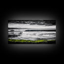 Stormy Coast, Ocean Waves, Black and White Seascape, Coastal Home Decor, Nautical Art, Living Room Wall Art, Canvas Print
