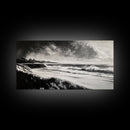 Stormy Ocean, Black and White Canvas Print, Coastal Wall Art, Dramatic Seascape Painting, Nautical Home Decor, Living Room Statement