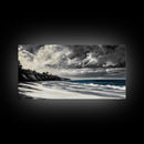 Moody Seascape, Stormy Ocean, Dramatic Sky, Beach Wall Art, Black and White Coastal Decor, Framed Canvas Print, Large Landscape Art